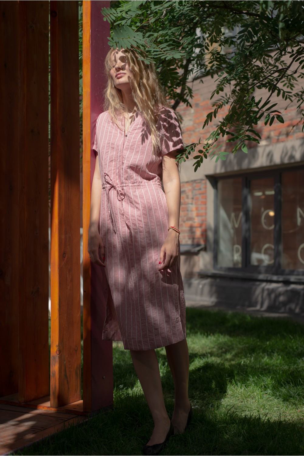 Платье в полоску VS023/розовый