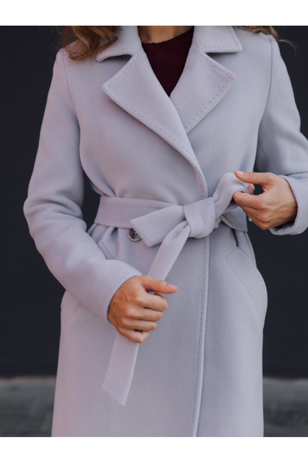 Двубортное пальто прямого силуэта на пуговицах #AS070Ks
