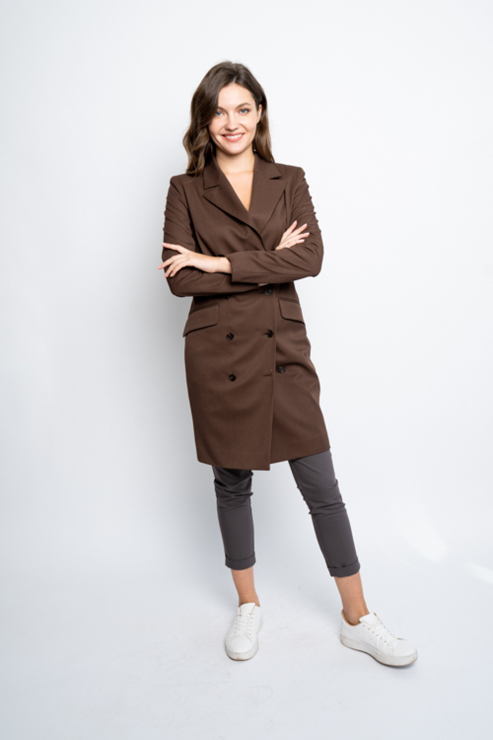 Платье-пиджак удлиненный ASyp100/коричневый