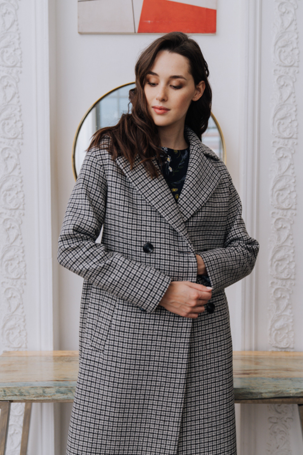 Удлиненное пальто с прорезными карманами AS55-1mgl/серый
