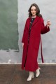 Длинное пальто-халат с накладными карманами AS063m/бордовый