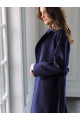 Длинное пальто-халат с накладными карманами AS063m/темно-синий