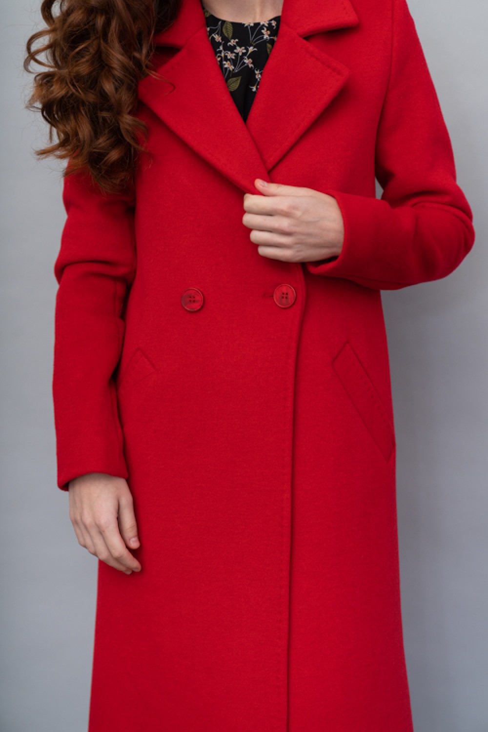 Двубортное длинное пальто AS070m1/красный