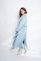 Длинное пальто-халат с накладными карманами AS063m1/голубой
