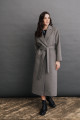 Длинное пальто-халат с прорезными карманами AS063m1/серый_меланж