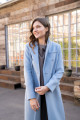 Длинное женское приталенное пальто AS091m/голубой