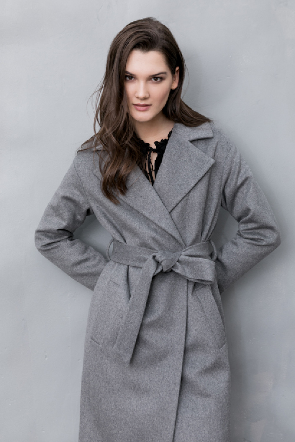 Утепленное пальто  AS50-1WLw/серый