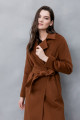Утепленное классическое пальто-халат AS55-1w/коньяк
